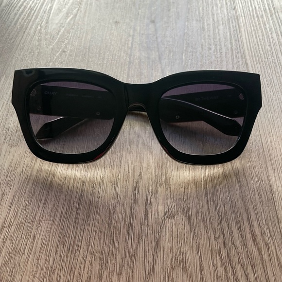 quay australia by the way black oversized chic square sunglasses eyewear NEW - Picture 1 of 6